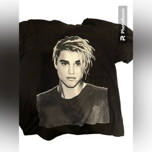 Justin Bieber Tour Graphic Tee Black Portrait Shirt Unisex Size Small